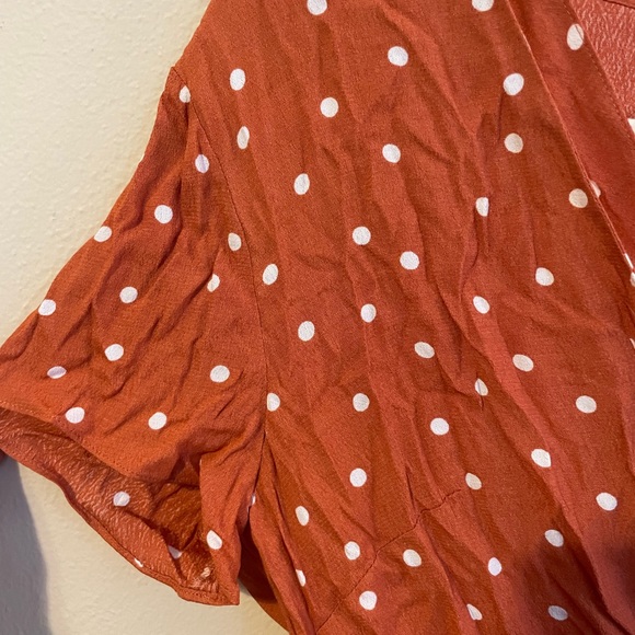 NEW! ASOS Warehouse Wrap Midi Dress Orange Polka Dot - Picture 7 of 9